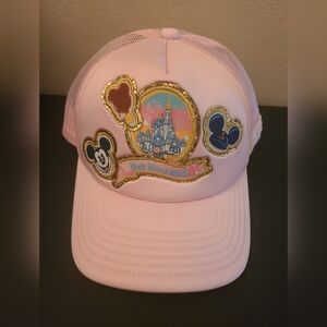 Disney Parks Stoney Clover Lane WDW Trucker Pink Cap Baseball Hat Castle Patches